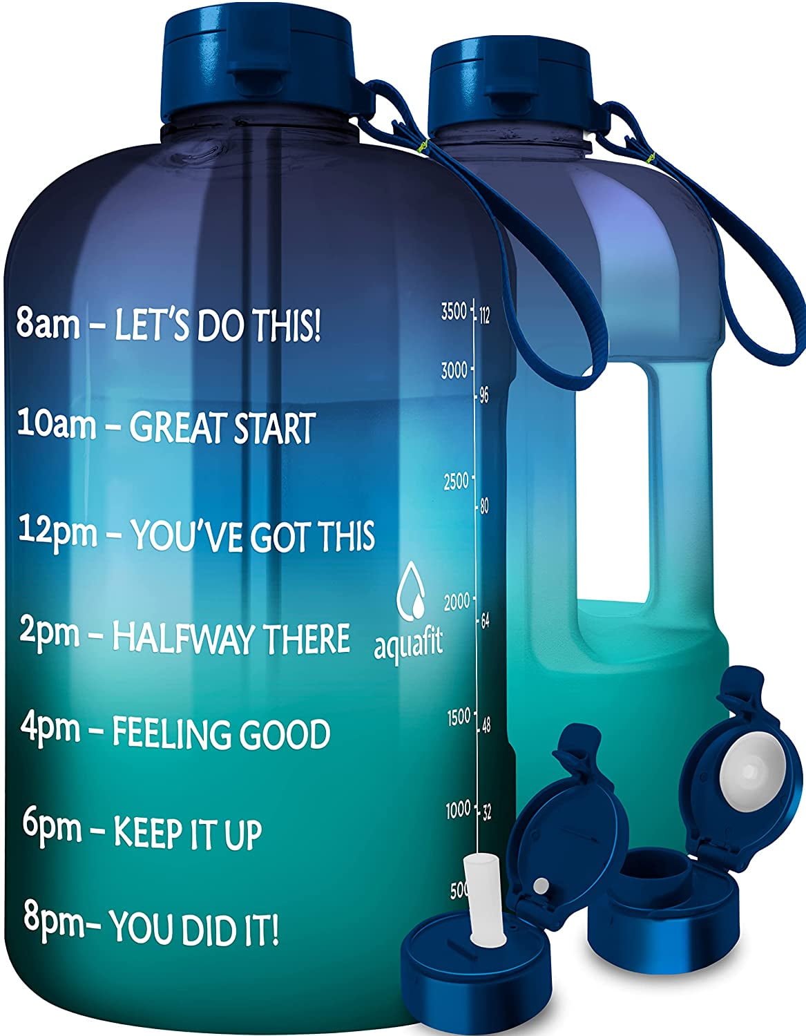 AXD Gallon Motivational Water Bottle Jug LeakProof 75OZ Big Water Bottle with Straw & Dust Cover&Time Marker & Measurements PETG Drink Enough Water Daily Track Water Intake Cup for Fitness Outdoor Enthusiasts Camping Gym Fishing Green & Pink 