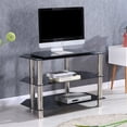 thumbnail image 3 of Pemberly Row Contemporary Glass TV Stand for TVs up to 40" in Black/Chrome, 3 of 7