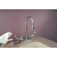 thumbnail image 2 of Delta 27C4842 Commercial Double Handle Ceramic Disc Lavatory Faucet with Gooseneck Spout and Vandal Resistant Hooded Blade Handles, Chrome, 2 of 5