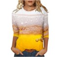 thumbnail image 1 of CEHVOM T-shirt Imprimé pour Femme, Blouse Mi-Longue à Manches 3/4, Col Rond, Hauts Décontractés, Liquidation, 1 of 5