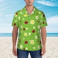 thumbnail image 2 of Xecao Daisies And Ladybugs Print Hawaiian shirt - A Stylish Short-Sleeve Button-Down for Men, Perfect for Casual Beach and Tropical Outings.,Medium, 2 of 7