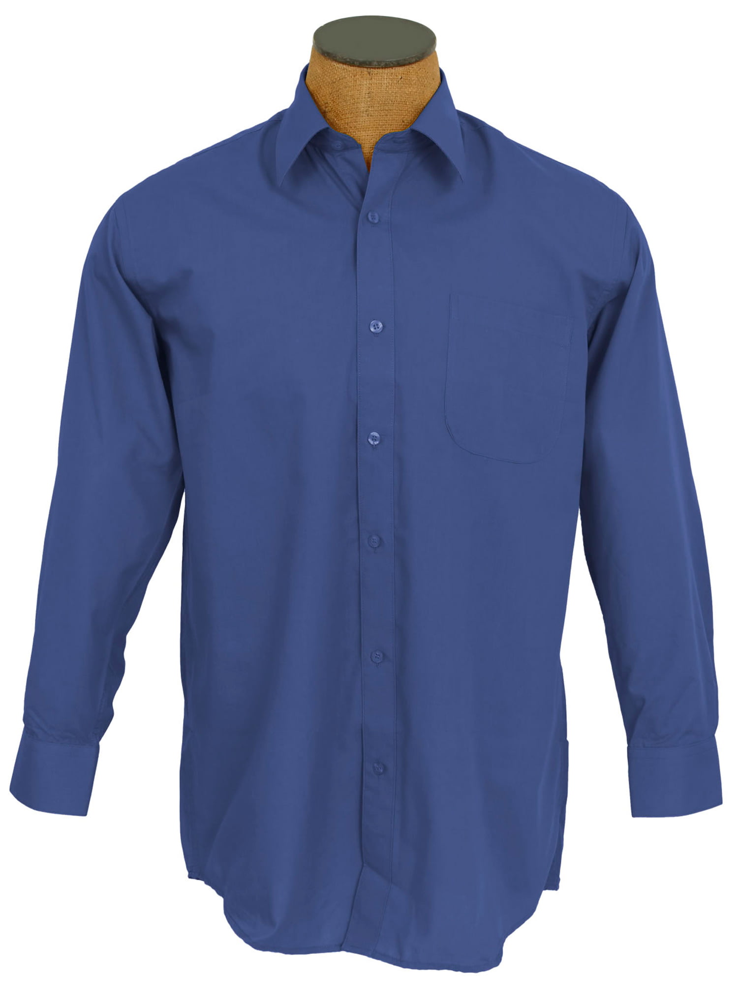 Men's Solid Color Cotton Blend Dress Shirt - Walmart.com