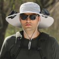 thumbnail image 4 of sunsanly Men Fisherman Hat with 2 Solar Fan Large Brim Windproof Strap USB Charging Anti-UV Sunlight Protection Quick Dry Great Breathability Outdoor Fishing Camping Travel Cap, 4 of 8
