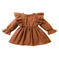 thumbnail image 1 of EIMELI Bébé Fille Robe d'Automne Volant à Manches Longues Solide une Ligne Robes Princesse Hiver Robe Vêtements Tenue Marron 3-6 Mois, 1 of 8