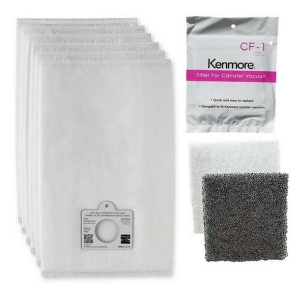 6 Kenmore Sears Type Q/C HEPA Vacuum Bags + 1 CF1 CF1 5055 50558 50557 53292