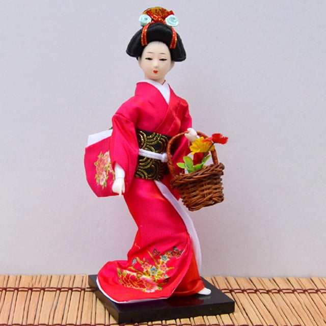 Muñeca japonesa Geisha pulgadas, escultura de resina antigua oriental, Geisha asiática hecha para la decoración para hogar , Soledad Muñeca Kimono Japonés
