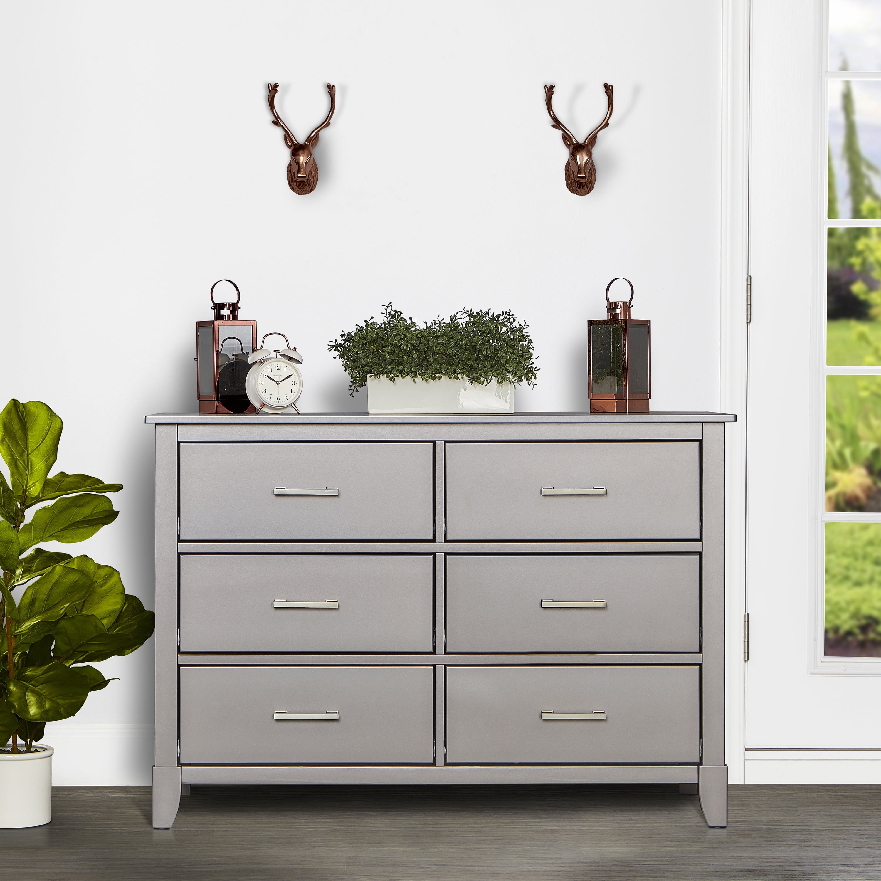 Dream On Me Universal Double Dresser in Metallic Grey Model #599-MGREY