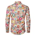 thumbnail image 5 of Mens Long Sleeve Floral Print Button Down Shirt Business Casual Leisure Hem Button Up Dressy Tops for Men, 5 of 5