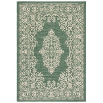SAFAVIEH Courtyard Sandra Medallion Indoor/Outdoor Area Rug, Dark Green/Beige, 6'7" x 9'6"