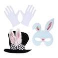 thumbnail image 3 of Disfraz de conejo novedoso, gorro de conejo, máscara para la cabeza, disfraz de cosplay, fiestas temáticas de animales, para fiestas de cumpleaños, Máscara blanca Sunnimix Guantes de sombrero de copa, 3 of 8
