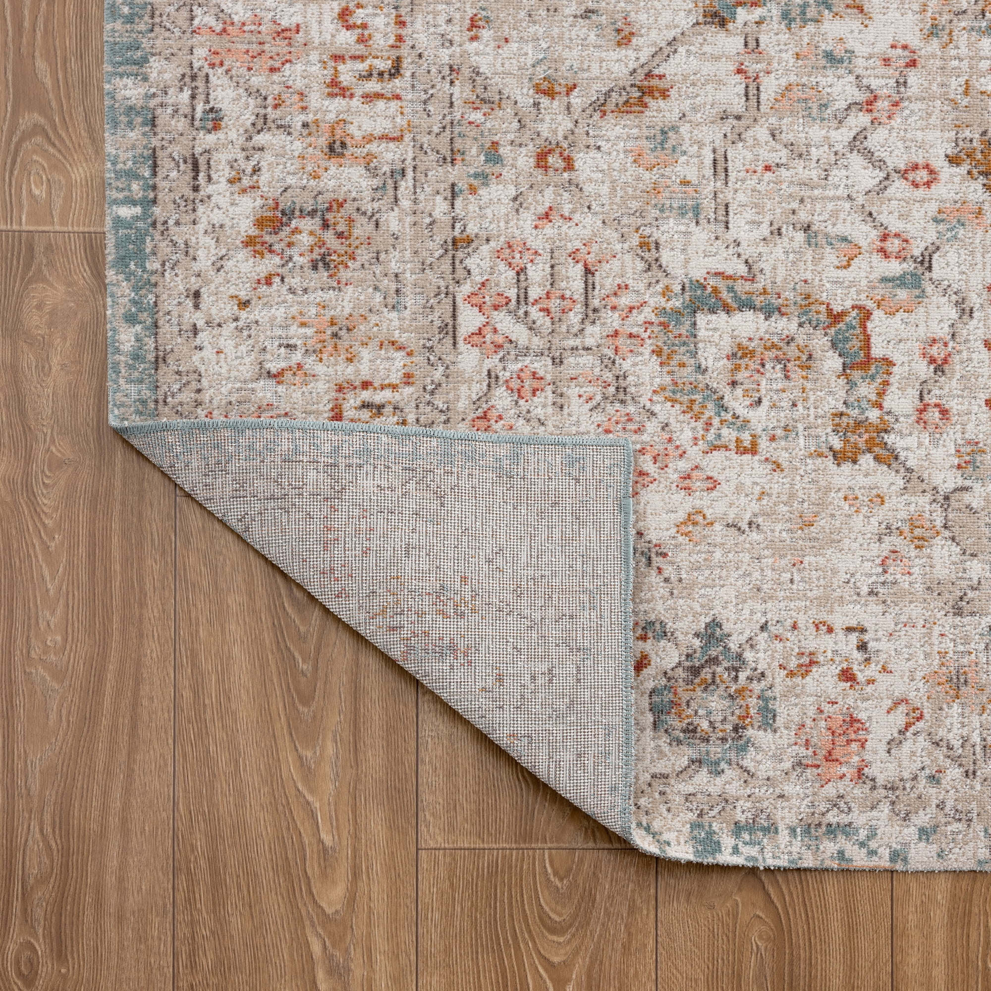 Ox Bay Blake 5'3" x 7'10" Beige/Blue Traditional Durable Performance Indoor/Outdoor Area Rug