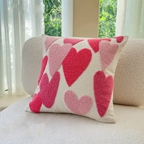 Valentine's Day Embroidered Heart Pillowcase - Soft Cushion Cover for Sofa & Bed, Romantic Home Decor for Holiday Celebrations, Easy-to-Wash Design & Perfect Gift for Couples, 17.72*17.72in, D