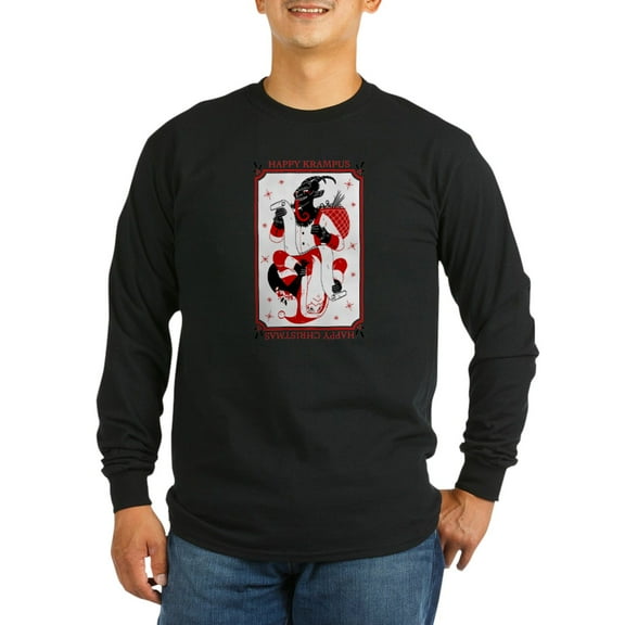 CafePress - Happy Christmas Krampus Long Sleeve T Shirt - Long Sleeve Dark T-Shirt