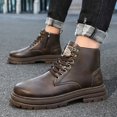 thumbnail image 3 of Oyedens Motorcycle Riding Combat Boots for Men Fashion Casual Leather Lace up Mid Calf Ankle Booties, 3 of 7