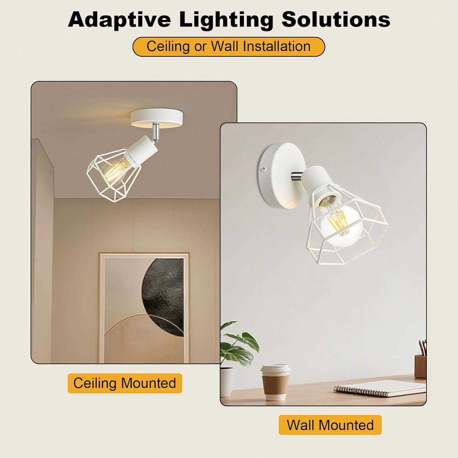 RGHJAR-1-Light Ceiling Track Lighting Fixture, Modern White Track Spot Light, Adjustable LED Spotlight Indoor for Kitchen, Bedside, E26 Base (Bulb Not Included)