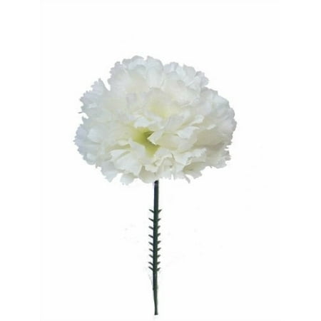 Larksilk Real Touch Cream White Silk Carnation Picks - 100 Count Bulk - 3.5"" Artificial Flower Heads With 5"" Stems For Weddings, Diy Decor - Cream Color Silk Carnations - Artificial Carnations