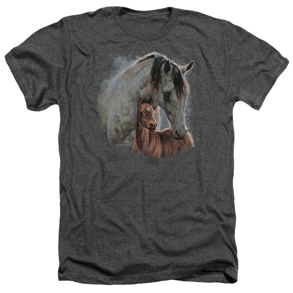Wild Wings - Painted Horses - Heather Short Sleeve Shirt - Small