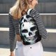 thumbnail image 5 of Disketp Watercolor Skull print Canvas Backpack Lightweight Travel Daypack Student Rucksack Laptop Backpack-Small, 5 of 5