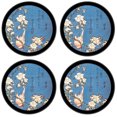 thumbnail image 2 of Silicone Non-Slip Drink Coasters with Removable Printed Absorbent Felt Pad - Set of 4 - Hokusai: Bullfinch, 2 of 3