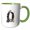 Green/White, variant on 3drose, Round Letter O. Halloween Monogram, Broom, Wizard Hat, Cat Art Gift, 11oz Mug