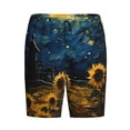 thumbnail image 6 of Daiia Oil Starry Sky Sunflower Mens Woven Stretch Pajama Short,Short Pajama Pants-Medium, 6 of 7