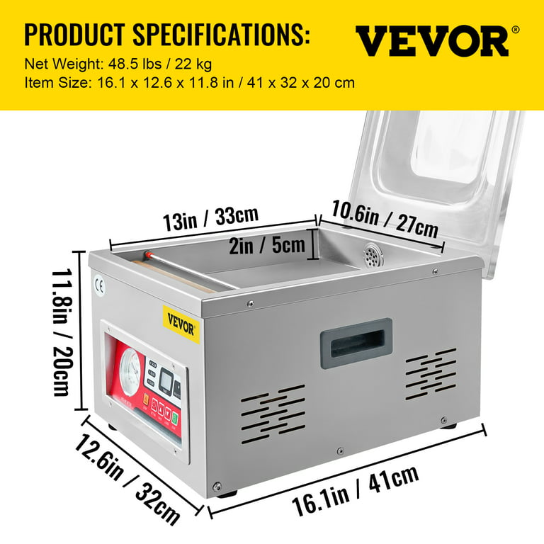 VEVOR Chamber Vacuum Sealer Machine DZ 260S Commercial Kitchen Food Chamber  Vacuum Sealer, 110V Packaging Machine Sealer for Food Saver, Home,  Commercial Using
