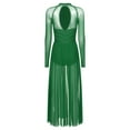 thumbnail image 3 of Miutii Women Rhinestone Long Lyrical Dance Dress Long Sleeve Flowy Split Maxi Dress Contemporary Green S, 3 of 9