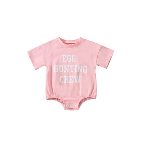 

FOCUSNORM Newborn Baby Girl Boy Easter Clothes Summer Egg Letters Print One Piece Romper Bodysuit Tee Tops