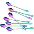 thumbnail image 1 of ZHAOCHENG Cucharas de mango largo de titanio arcoíris, cuchara para café con leche colorida, cuchara para helado, cuchara para té helado, cuchara para revolver cócteles, cucharas para té y café, paque, 1 of 4