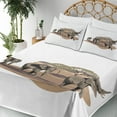 thumbnail image 5 of Ambesonne African Fitted & Top Sheet Set with Shams, Animals on Savannah Modern, White and Brown, 5 of 8
