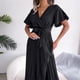 thumbnail image 4 of Vestido De Mujer Primavera verano vestidos casuales cinturón vestido femenino para cóctel (negro XL) Cgtredaw Para estrenar, 4 of 7