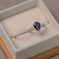 thumbnail image 2 of Alexandrite wedding rings set, solid silver, tear drop shpaed, June birthstone, color changing ring, 2 of 4