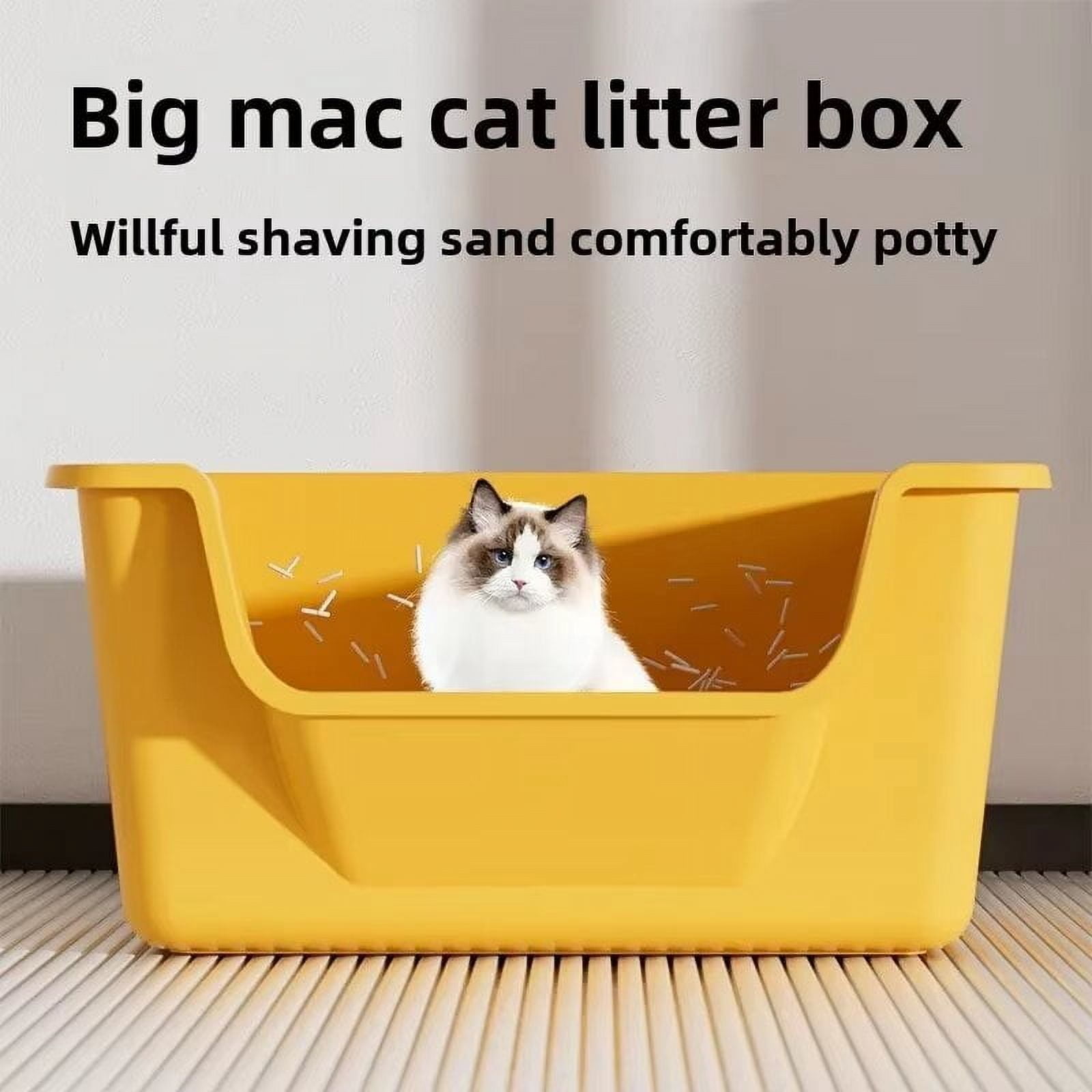 Cat Litter Box Large Capacity Semi-closed Plastic Anti-Splash Cats Toilet Bedpan Big Mac Oversized Cat Tray Bedpan Cat Toilets
