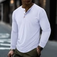 thumbnail image 3 of Defitshape Men's 2025 Blouse Button Henley Shirt Classic Fall Crew Neck Long Sleeve Winter Cotton Pull On Top White Medium, 3 of 5