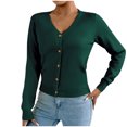 thumbnail image 2 of ClodeEU Women's Long Sleeve V-Neck Knit Cardigan Sweaters,Button Down Knitwear Outwear Tops ,Fall Tops Clothes Trendy Green,Womens Plus M, 2 of 8