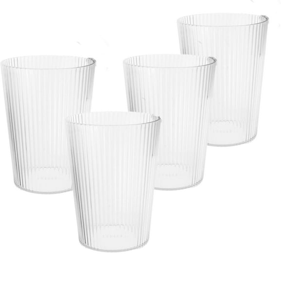 14 oz Unbreakable Plastic Drinking Cups, Stackable Shatter Resistant PET Tumbler,Shatterproof Tumblers, Reusable Cups, Clear (Pack of 4)