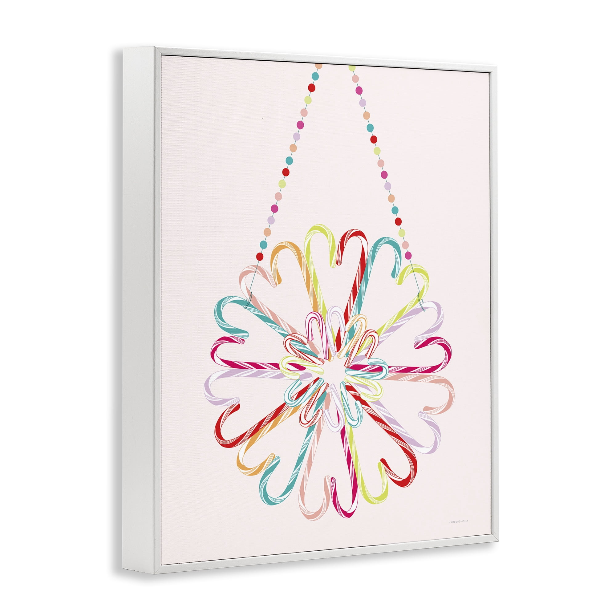Stupell Industries Candy Cane Shapes Food & Beverage Painting White Framed Art Print Wall Art, 24 x 30
