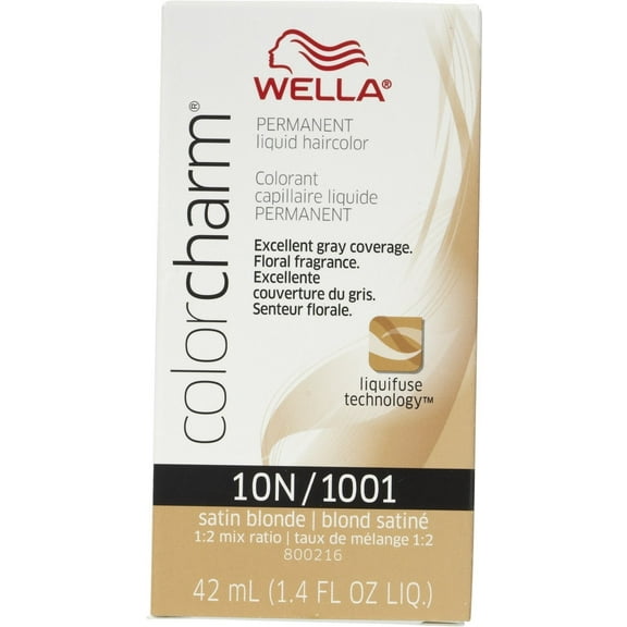 Wella COLOR CHARM, HAIR COLOR Permanent Liquid Haircolor, Satin Blonde [10N/1001] 1.40 Oz
