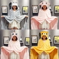 thumbnail image 5 of Cartoon Cute Cape Blanket Flannel Lazy Shawl Cape Student Hooded Home Office Nap Blanket winter Bed Blanket Coral Velvet Warm (unicorn,100x160cm), 5 of 7