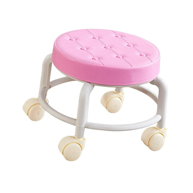Taburete con ruedas Reposapiés Ruedas giratorias universales Taburete con ruedas giratorio de 360 grados Taburete con ruedas de baja altura Peluquería rosa Soledad Asiento rodante bajo