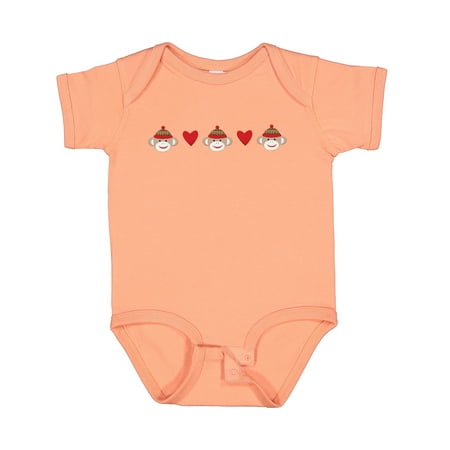 

Inktastic Sock Monkey Heart Border Boys or Girls Baby Bodysuit