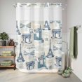 thumbnail image 6 of No Hook Shower Curtain, Eiffel Tower Shower Curtains for Bathroom with See Through Top Window, European Architectural Retro Hand-Painted Waterproof & Washable Bath Curtain Stall 48"x72", 6 of 9