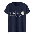 thumbnail image 5 of Women Tees Shirts Tops Letter Daisy Flower Print Short Sleeve Summer Y2k Clothes, 5 of 5