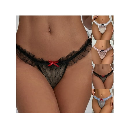 

Gvmfive Women Lace Ruffled Thongs Underwear Panty Lingerie