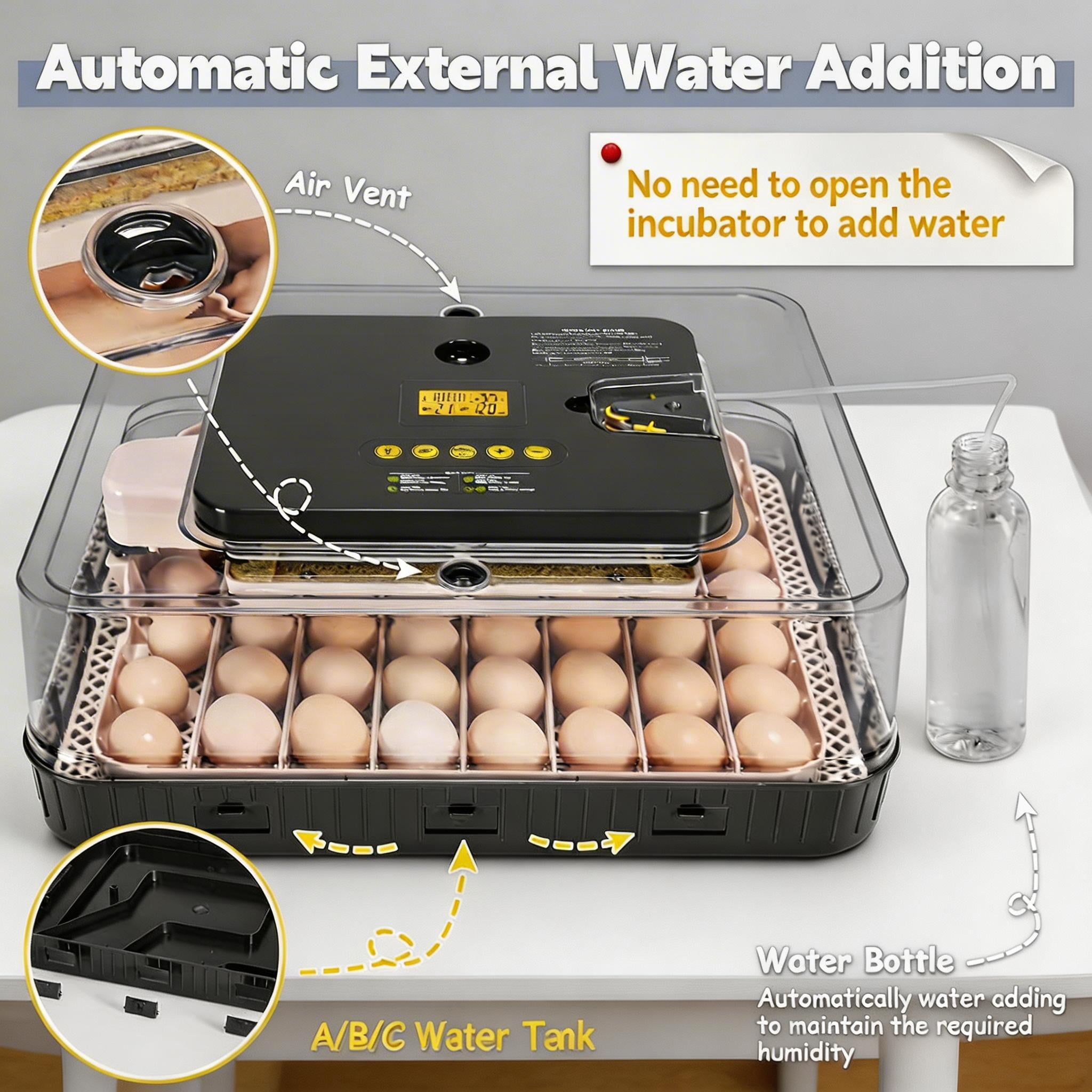 Adnoom 56 Egg Incubator Chicken Incubators for Hatching Eggs with Automatic Egg Turner and Humidity Temp Control, Egg Hatcher Incubator with Egg Candler for Chicken Ducks Bird Quail