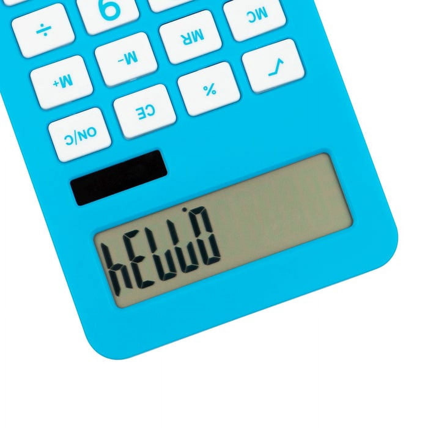 JAM Paper Desktop Calculator, 10 Digit LCD Display, 3 3/4 x 6 3/4 Inches, Blue, 1 Pack