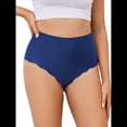 thumbnail image 2 of Bragas Invisibles de Cintura Alta para Mujer, Sin Etiqueta, con Borde Ondulado y Cobertura Total. Azul Oscuro XL, 2 of 10