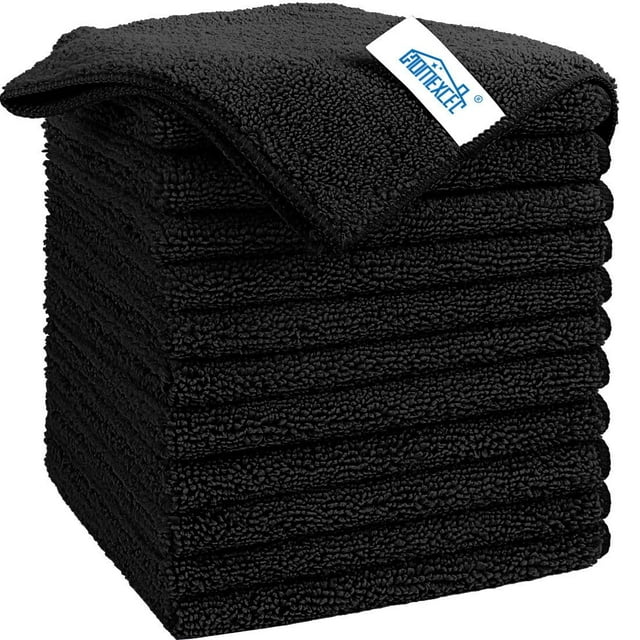 Paño de limpieza HOMEXCEL de microfibra negra, 12 unidades, 29 x 29 cm