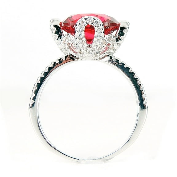 Imperial Engagement Ring White Gold Plated Red Cz Womens Ginger Lyne Collection 9