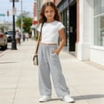 thumbnail image 7 of OGLCCG Wide Leg Pants Girls Summer Loose Vacation Beach Pants for Teens Lightweight Straight Leg Trousers with Pockets 3-14 Years, 7 of 7
